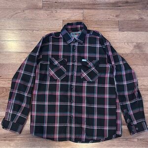 DIXXON  Bowie Men's Casual Plaid Shirt in Black and Pink
